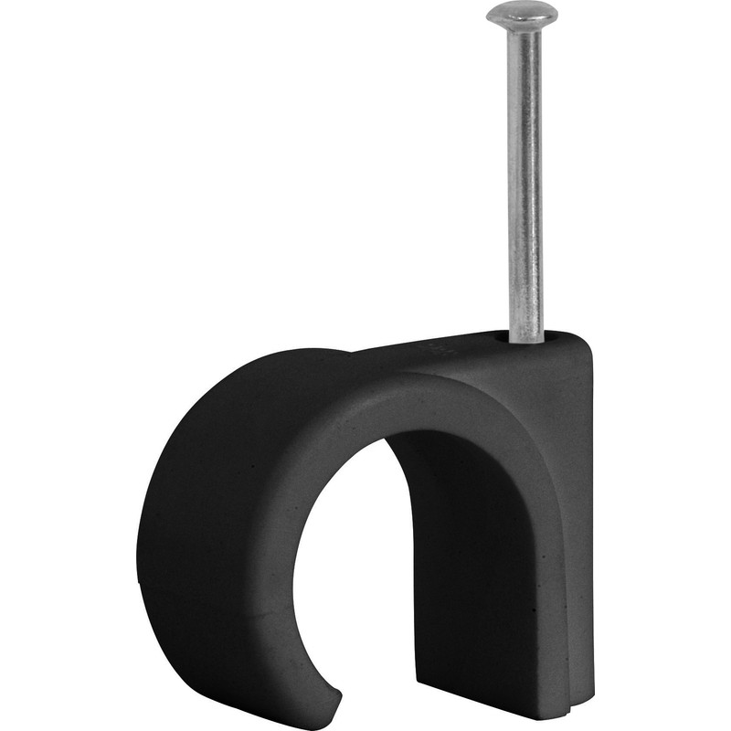 Builders Cable Clip Round (8mm) - Black (100 pack)