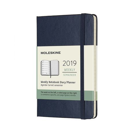 Moleskine 2019 Pocket Hard Cover Weekly Notebook Sapphire Blue - A6