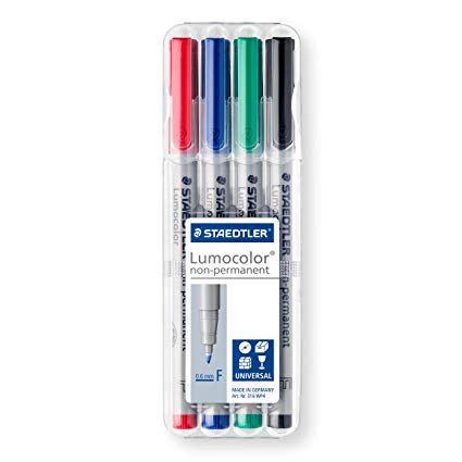 Staedtler Lumocolour Non-permanent Medium Markers (4 Colours)