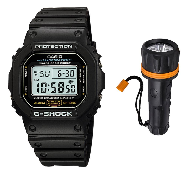 Casio G-Shock DW-5600E-1VDF Men's Digital Watch Bundle