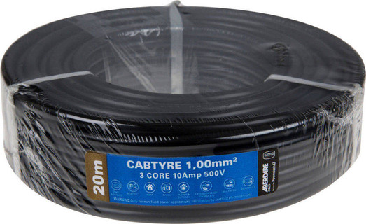 Aberdare Cabtyre 3 Core Black (1mm x 10m)