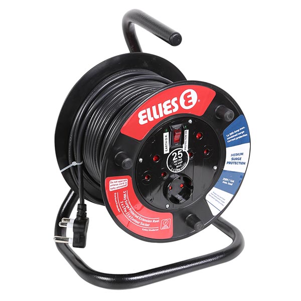 Ellies 10amp Extension Reel and Surge Protector (15m x 1mm)