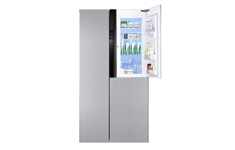 LG 635L Shiny Steel Side by Side Refrigerator, Door-in-Door: GR-M237JLNN