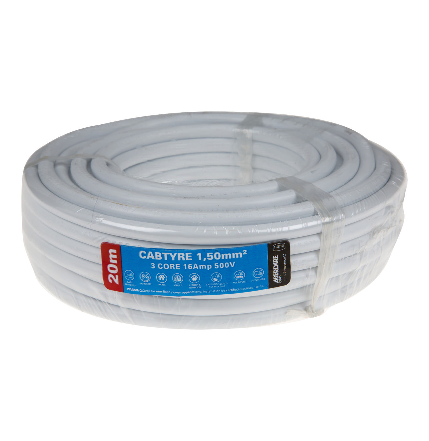 Aberdare Cabtyre 3 Core White (1mm x 30m)