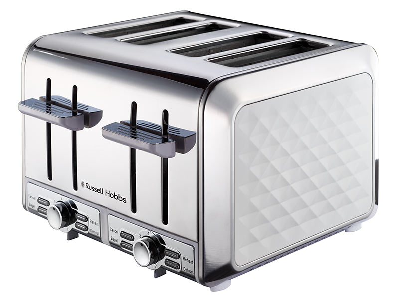 Russell Hobbs White 4 Slice Diamond Toaster: RHDDT01
