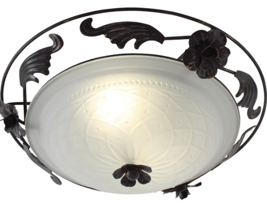 Eurolux Floral Frosted Ceiling Light - Brown Rust