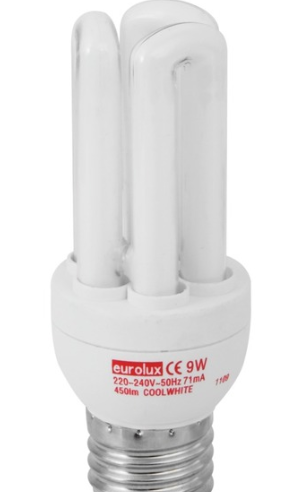 Eurolux Compact Fluorescent 3U 9w Cool White E27