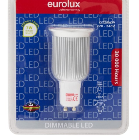 Eurolux LED Gu10 450ml Dimmable - Warm White (7w)