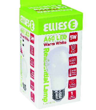 Ellies Warm White 5w A60 LED Res Lamp E27