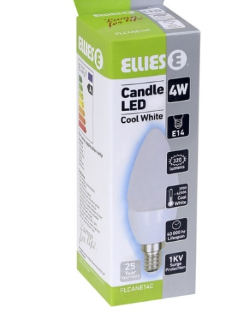 Ellies Cool White LFL 4w LED Candle E14