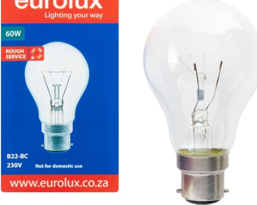 Eurolux Incandescent E27 Glass Rough Service - Warm White (60w)