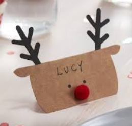 Silly Santa Place Cards - Kraft Reindeer Shaped