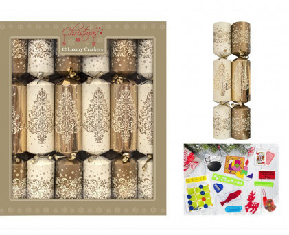 12 Luxury Gold Tree 14 inch Christmas Crackers