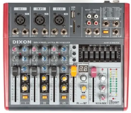 Dixon 5CH DJ Line Mixer: AM-502FX