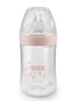NUK - Nature Sense 260ml Bottle - Medium Size 1 - Pink