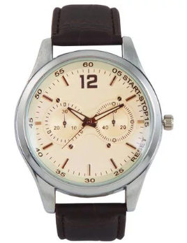 Digitime Men's Oxford Analogue Watch (Brown and Silver)