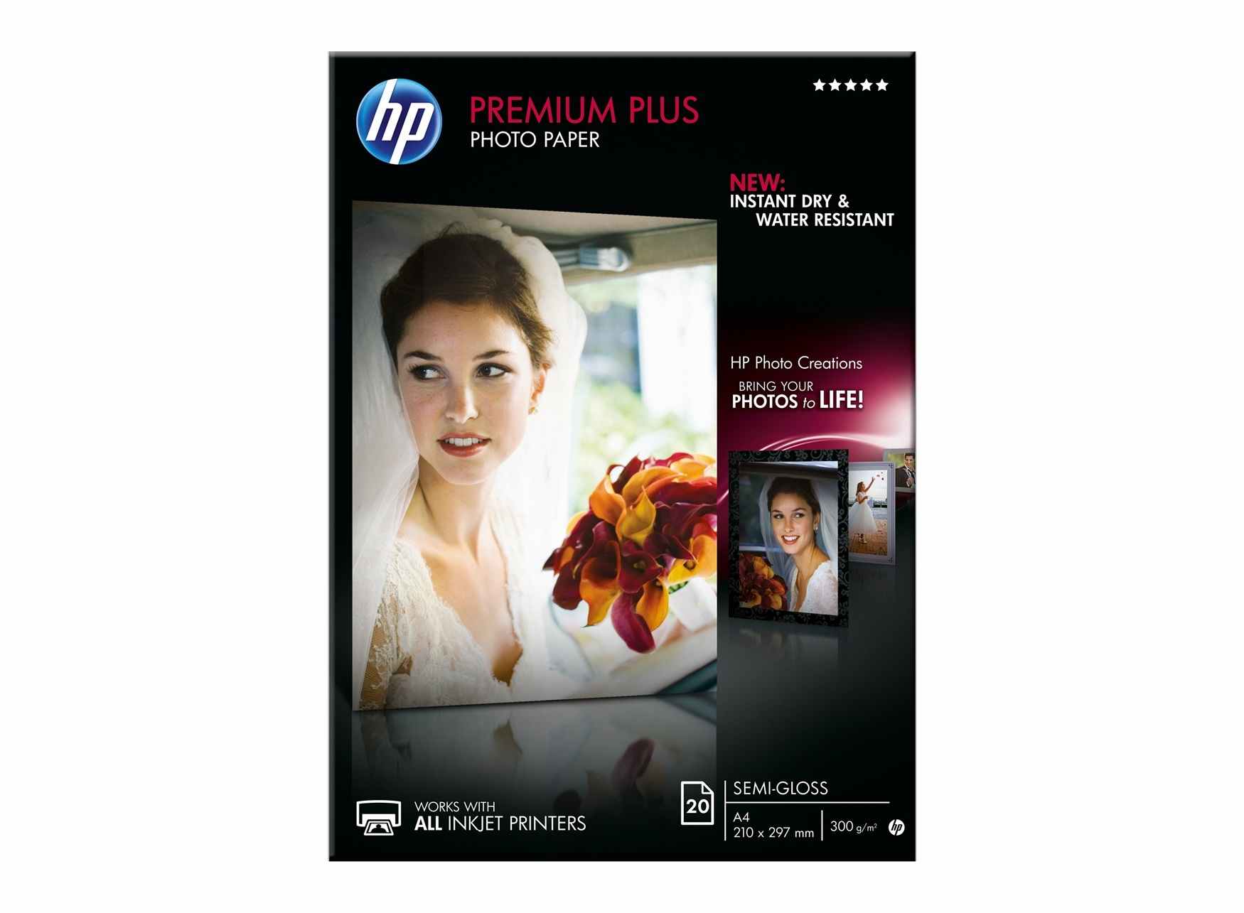 HP Premium Plus Semi-Gloss 300gsm Photo Paper – A4 (20 Sheets)