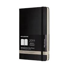 Moleskine 2019 Hard Cover Pro Vertical Weekly Planner Black - A5