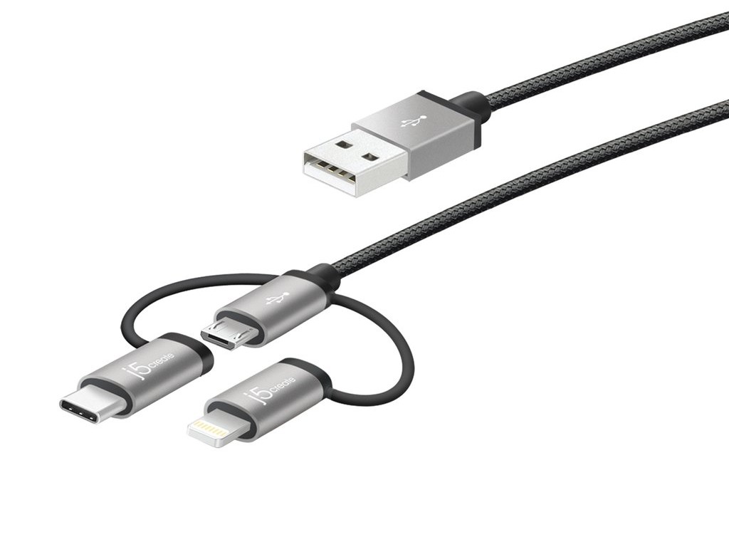 J5Create JMLC10 3-in-1 Charging Sync Black Cable