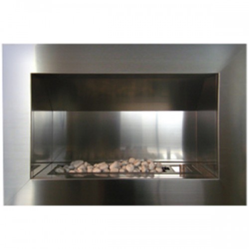 Megamaster Single Sided Flueless Gas 900 Stainless Steel Fireplace