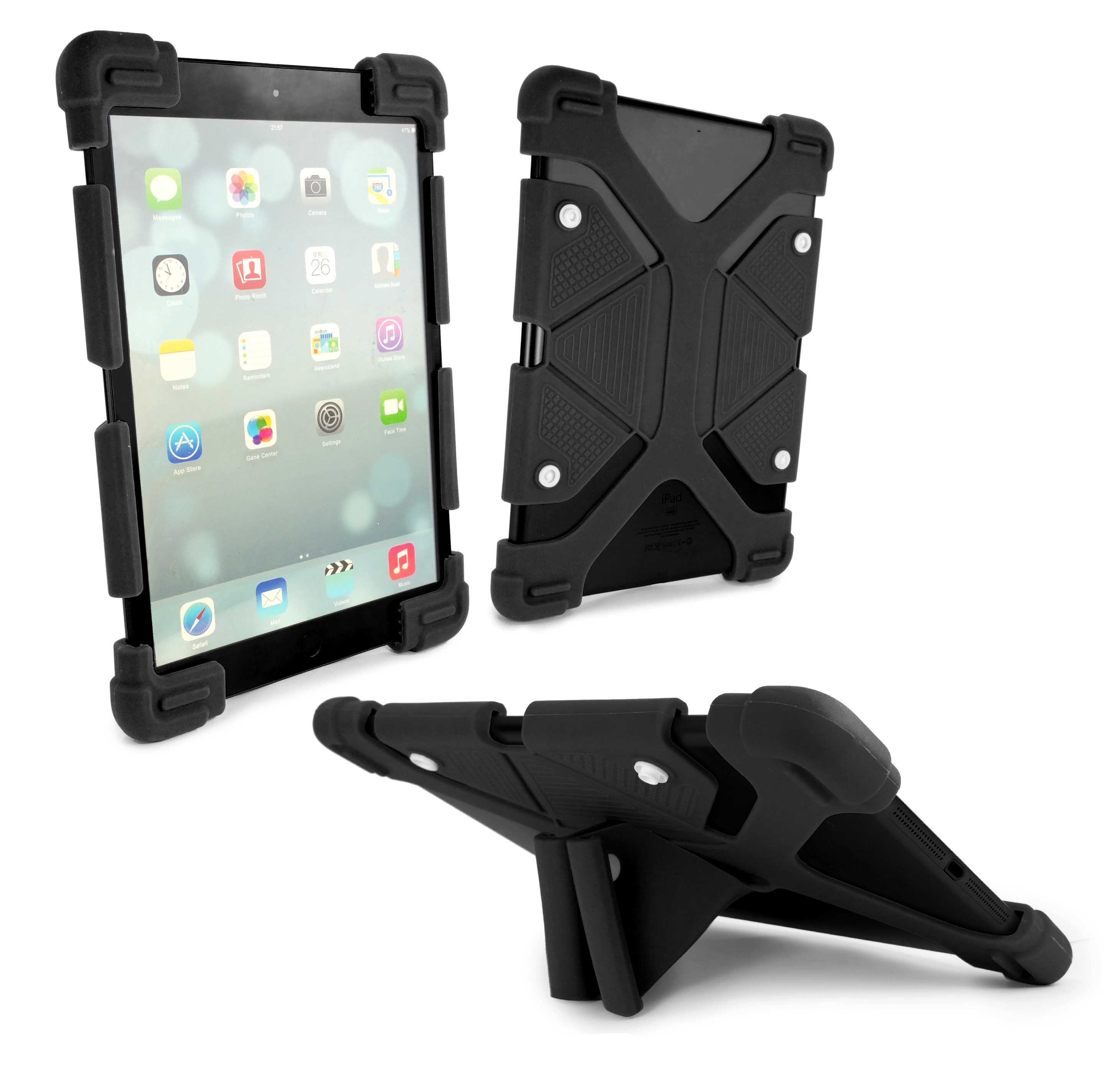 Tuff-Luv Rugged Universal Silicone Case and Stand 9 – 12 inch Tablet (Black)