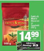 Fatti's & Moni's Macaroni Or Spaghetti-500g Each