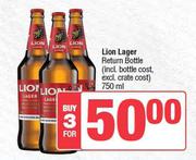 Lion Lager Return Bottle-For 3 x 750ml