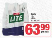 Castle Lite NRBs-6 x 330ml Per Pack