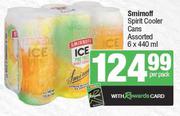 Smirnoff Spirit Cooler Cans Assorted-6 x 440ml Per Pack