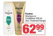 Pantene Shampoo or Conditioner (Incl. Treatment Range)-400ml Each