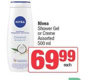 Nivea Shower Gel Or Creme Assorted-500ml Each
