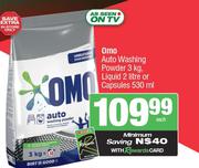 Omo Auto Washing Powder 3kg, Liquid 2Ltr Or Capsules 530ml-Each
