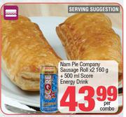 Nam Pie Company Sausage Roll 2 x 160g + 500ml Score Energy Drink-Per Combo