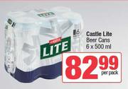 Castle Lite Beer Cans-6 x 500ml Per Pack