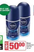 Nivea Deodorant Roll On-For 2 x 50ml