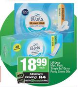 Lil-Lets Maxi Pads Single 8s/10s Or Panty Liners 20s-Each