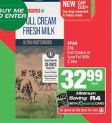 Spar ESL Full Cream Or Low Fat Milk-2Ltr Each