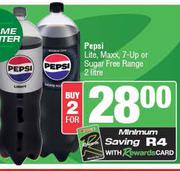 Pepsi Lite, Maxx, 7-Up Or Sugar Free Range-For 2 x 2Ltr