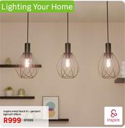 Inspire Metal Black Tri Pendant Light E27 D18cm