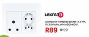 Lexman Un-Switched Socket 1 x 3-Pin IEC & Schuko, White(100 x 100)