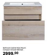 Sensea Bathroom Cabinet Wall Mount Compact 1 Drawer 600 Oak