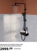 Sensea Easy Full System Shower With Mixer Black W33cm x D54cm x H115cm