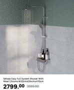 Sensea Easy Full System Shower With Mixer Chrome W33cm x D54cm x H115cm