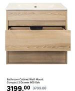 Sensea Bathroom Cabinet Wall Mount Compact 2 Drawer 600 Oak