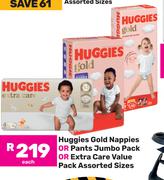 Huggies Gold Nappies Or Pants Jumbo Pack Or Extra Care Value Pack Assorted Sizes-Each
