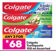 Colgate Toothpaste Assorted-For 3 x 100ml