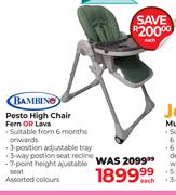 Bambino Pesto High Chair Fern Or Lava-Each