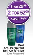 Brut Anti Perspirant Roll On For Men Assorted-For 2 x 50ml
