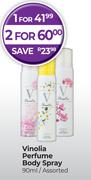 Vinolia Perfume Body Spray Assorted-For 2 x 90ml