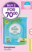 Lil-Lets Pantyliners 100's Pack-For 2